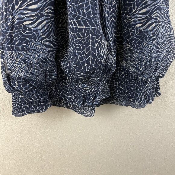 Lafayette 148 Womens 100% Silk Printed Smocked Hem Off The Shoulder Blouse - Picture 5 of 8